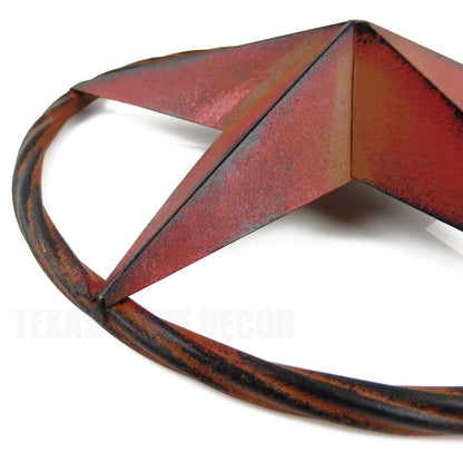 Metal Barn Star Circle Wall Decor Rust Red Orange Finish 12 inch