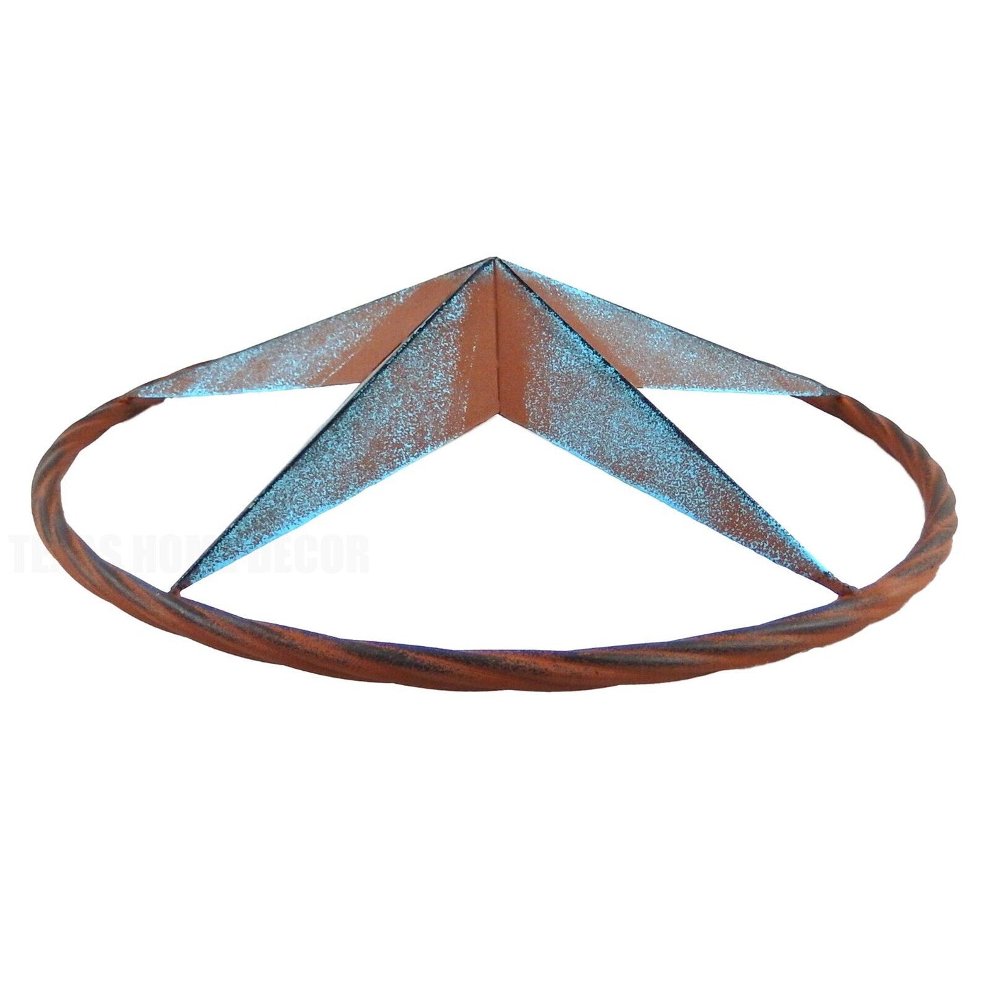 Metal Barn Star Circle Wall Decor Rust Brown Turquoise Finish 16 inch
