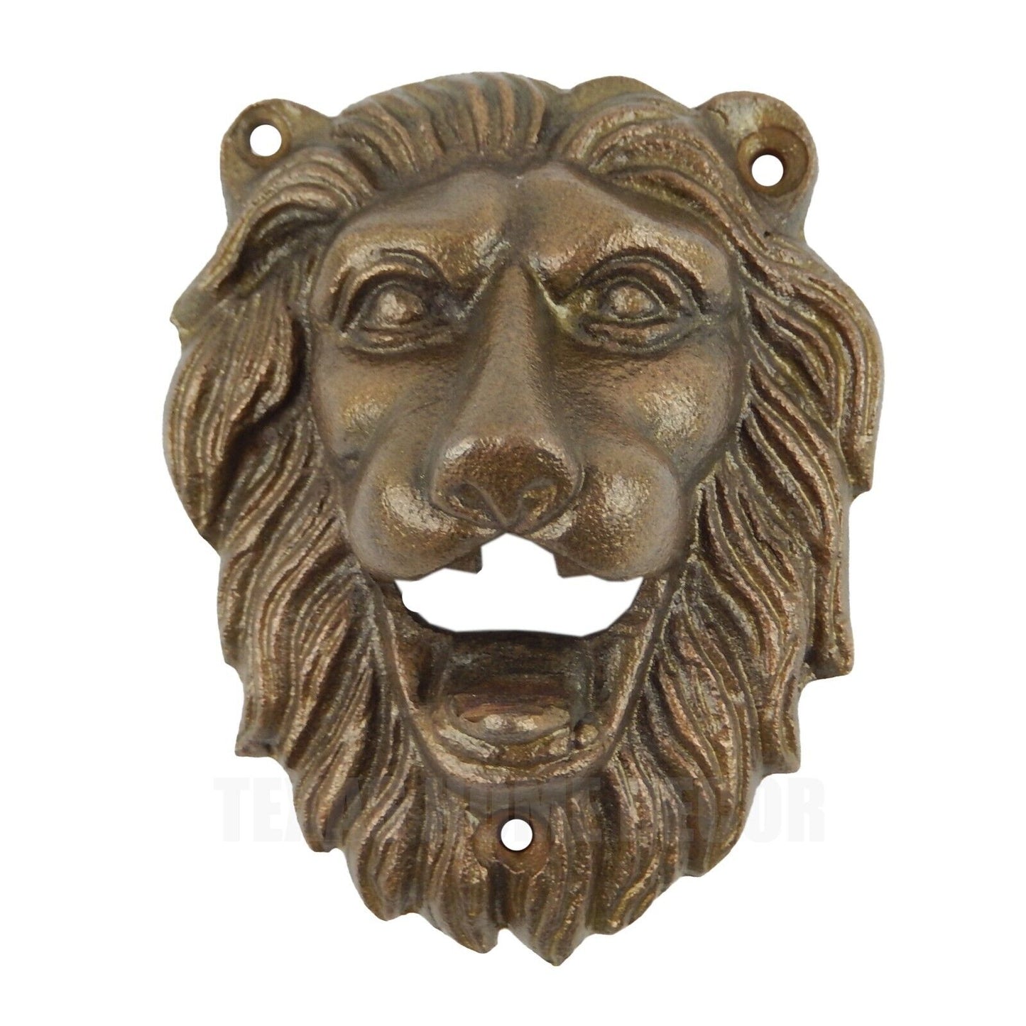 Lion Head Wall Mounted Beer Bottle Opener Heavy Duty Cast Iron Bronze Finish 4"