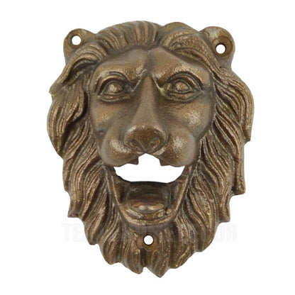 Lion Head Wall Mounted Beer Bottle Opener Heavy Duty Cast Iron Bronze Finish 4"