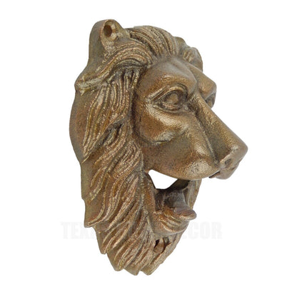 Lion Head Wall Mounted Beer Bottle Opener Heavy Duty Cast Iron Bronze Finish 4"