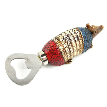 Texas Armadillo Beer Bottle Opener Hand-Held Flag Colors Metal Tip Rustic Decor