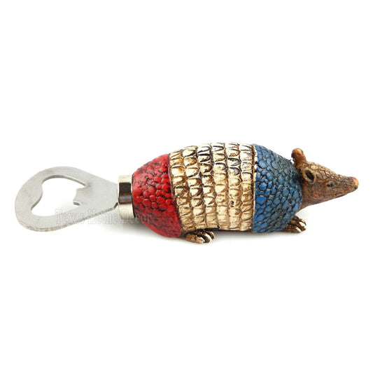 Texas Armadillo Beer Bottle Opener Hand-Held Flag Colors Metal Tip Rustic Decor