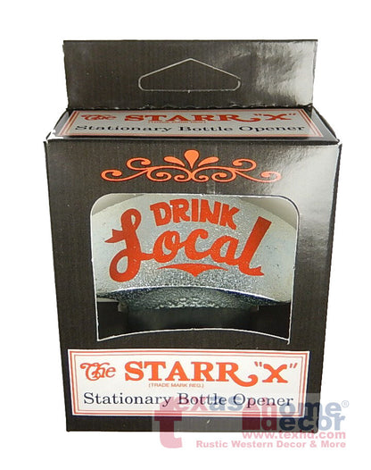 DRINK LOCAL Bottle Opener Starr X Wall Mounted Cast Iron Zinc Plated +Screws