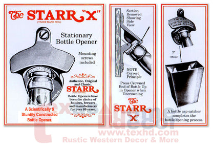 DRINK LOCAL Bottle Opener Starr X Wall Mounted Cast Iron Zinc Plated +Screws