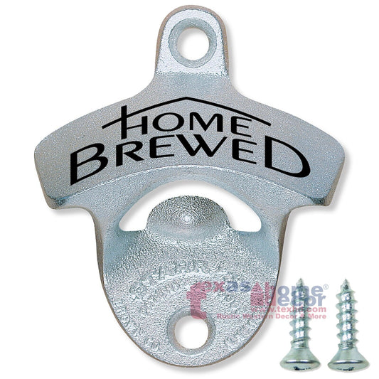 HOME BREWED Beer Bottle Opener Gin Moonshine Hooch Wall Mount Cast Iron +SCREWS