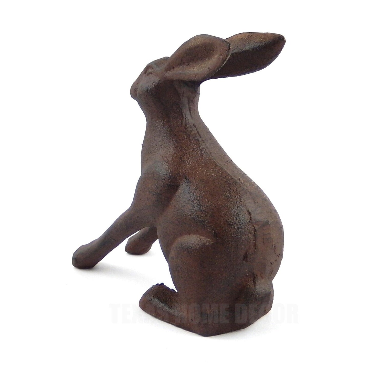 Sitting Bunny Rabbit Cast Iron Figurine Garden Porch Statue Rustic Brown 5.5 in