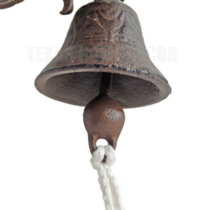 Small Bird Welcome Dinner Bell With Vines Cast Iron Antique Style Rustic Finish