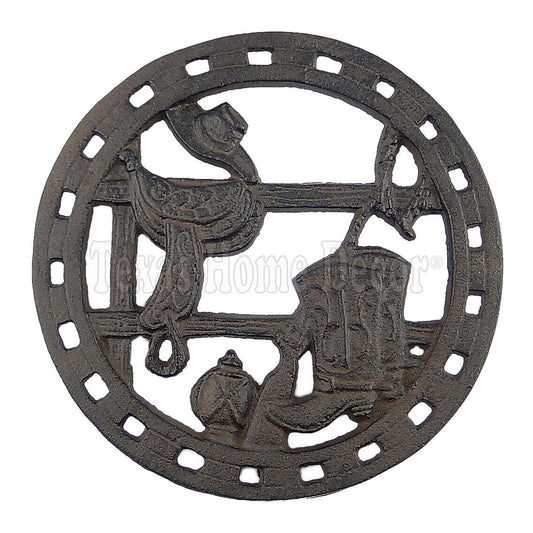 Boots Saddle Trivet Cast Iron Rustic Antique Style Western Hot Pot Plate Holder