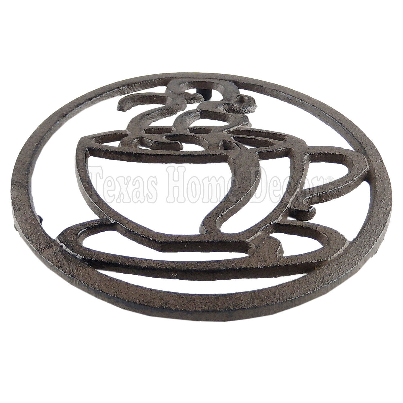 Coffee Cup Trivet Cast Iron Rustic Antique Style Hot Pot Plate Holder Round