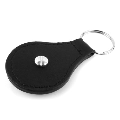 Fireman Black Leather Key Fob Ring Firefighter Silver Maltese Emblem Concho