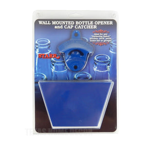 Plain Blue Beer Bottle Opener With Blue Plastic Cap Catcher Set Starr With Screws