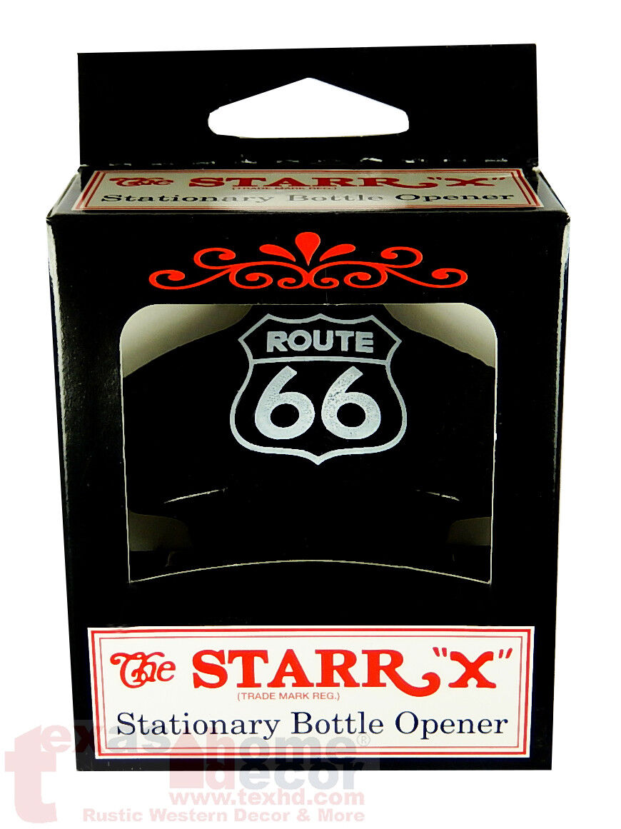 ROUTE 66 Beer Bottle Opener Starr X Wall Mount Stationary Powder Coated Black