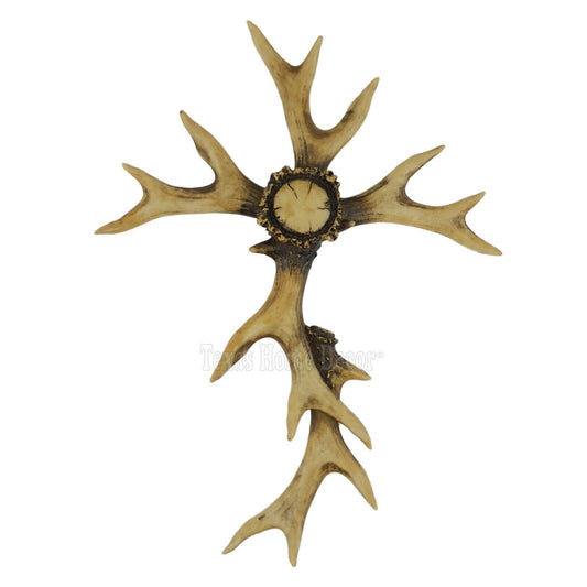 Deer Antler Wall Cross Polyresin Cabin Lodge Hunter Decor 15 3/4 inch