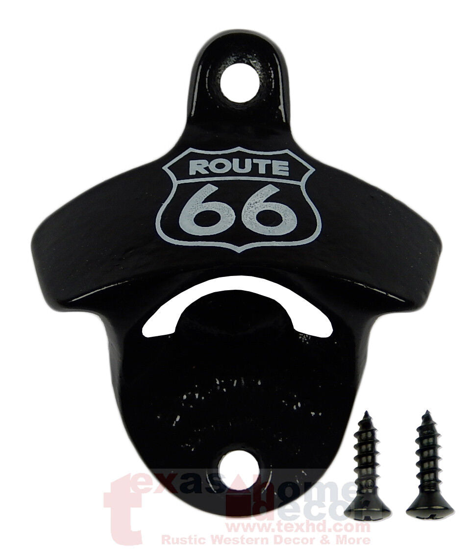 ROUTE 66 Beer Bottle Opener Starr X Wall Mount Stationary Powder Coated Black