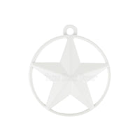 White Tiny Small Barn Star with Smooth Ring 3 inch Tin Metal Matte Finish