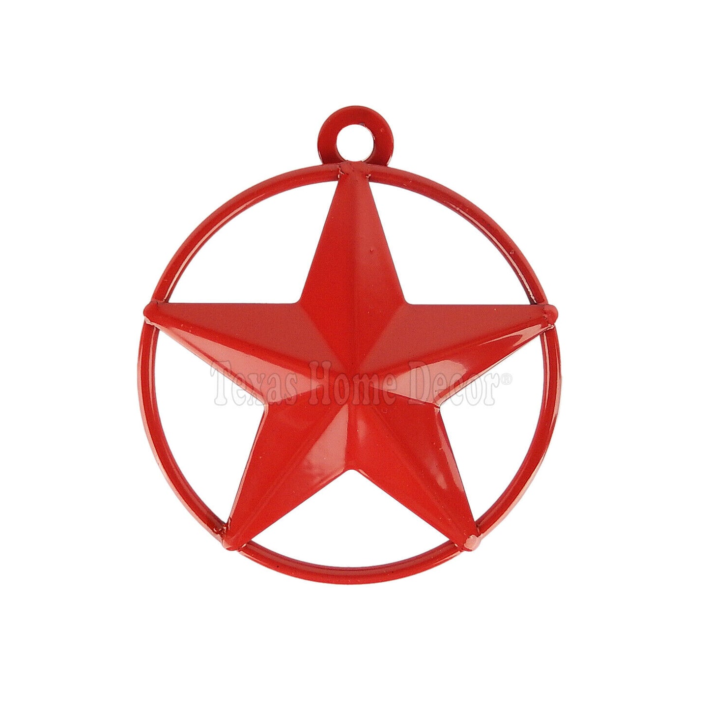 Red Tiny Small Barn Star with Smooth Ring 3 inch Tin Metal Glossy Finish Crafts