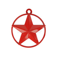 Red Tiny Small Barn Star with Smooth Ring 3 inch Tin Metal Glossy Finish Crafts