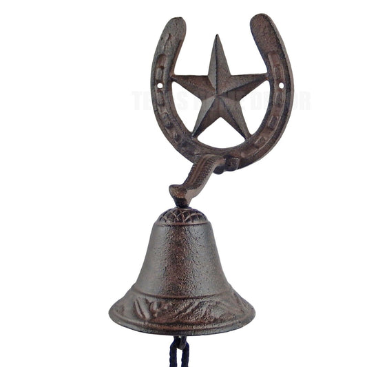 Horseshoe Star Farm Dinner Bell Cast Iron Wall Mounted Rustic Country Western