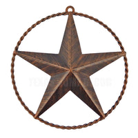 Small Texas Barn Star Twisted Ring Wall Decor Tin Metal Bronze Finish 6 1/4 inch