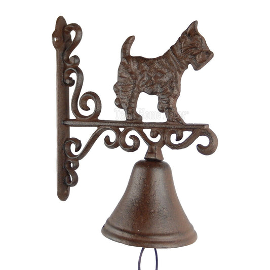 Scottie Dog Dinner Bell Cast Iron Wall Mounted Antique Style Scottish Terrier