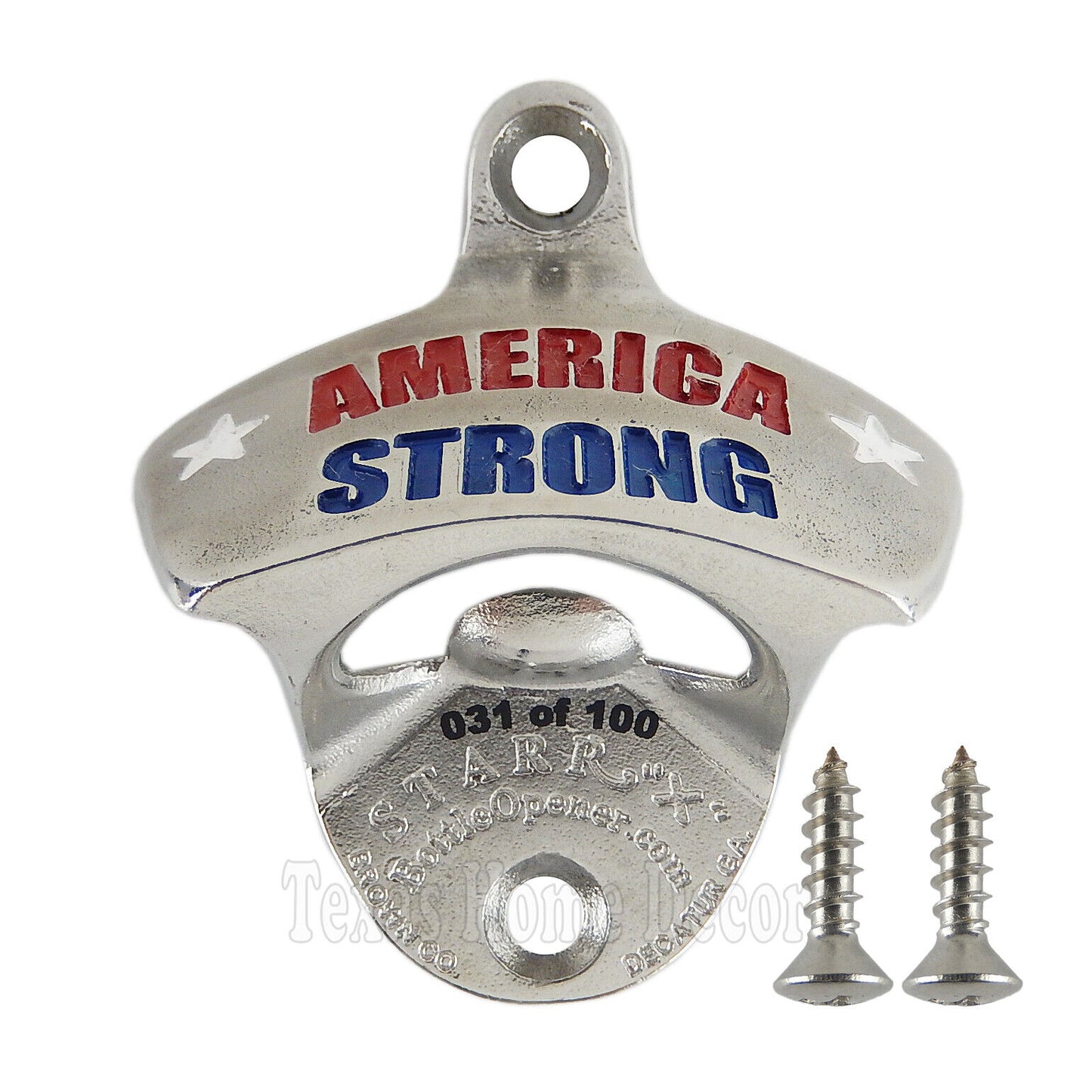 America Strong Beer Bottle Opener Wall Mount Solid Stainless Steel Starr Limited