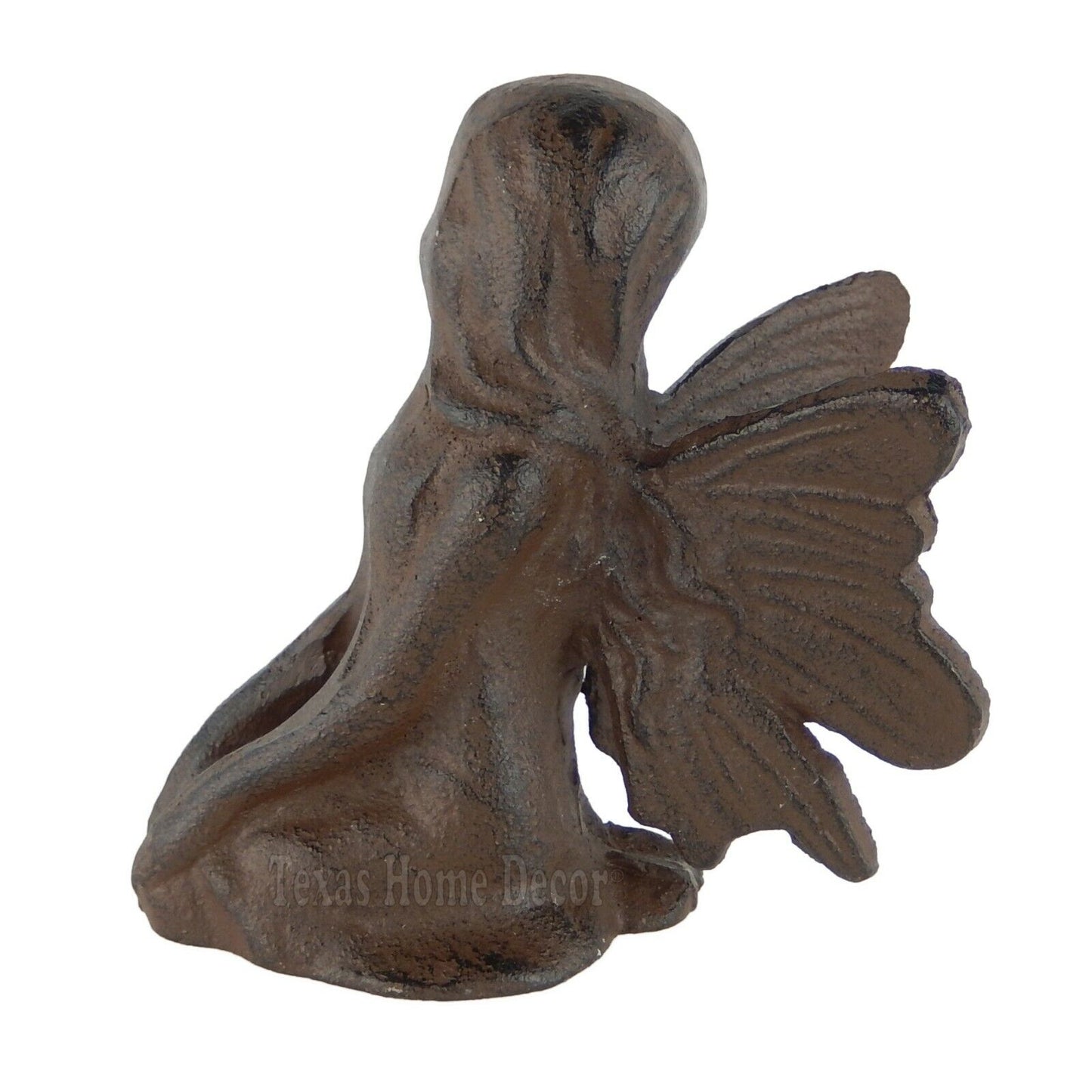 Sitting Fairy Figurine Angel Cherub Garden Statue Rustic Cast Iron Antique Style
