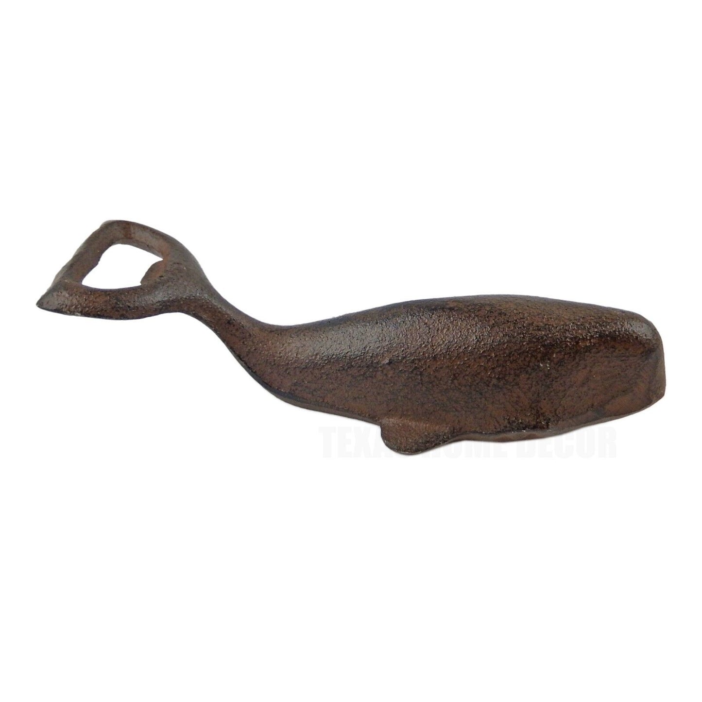 Cast Iron Whale Tail Beer Soda Bottle Opener Handheld Rustic Brown Heavy Duty