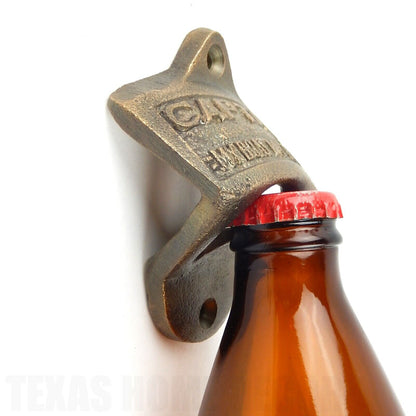 Cast Iron "Captain My Boat My Rules" Beer Bottle Opener Wall Mounted Brass Color