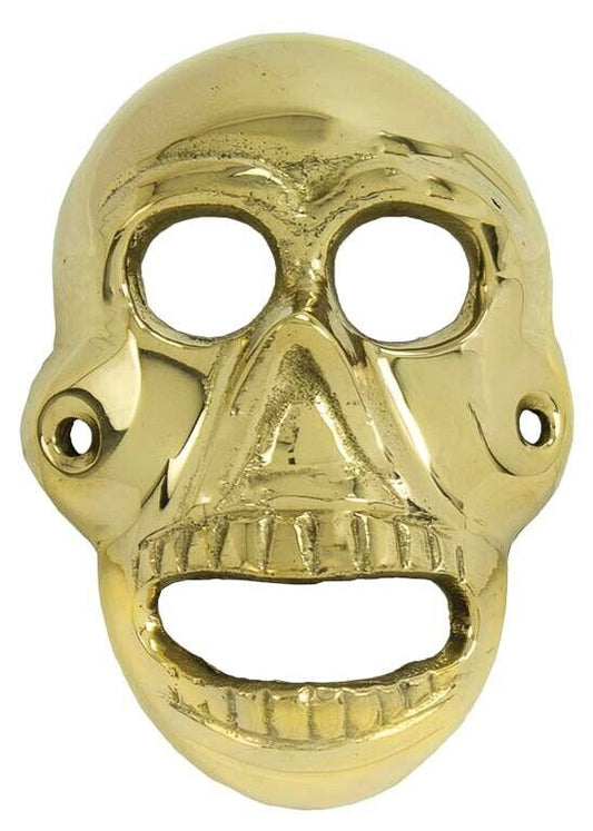 Solid Brass Skull Beer Bottle Opener Gothic Biker Man Cave Bar Kitchen Decor