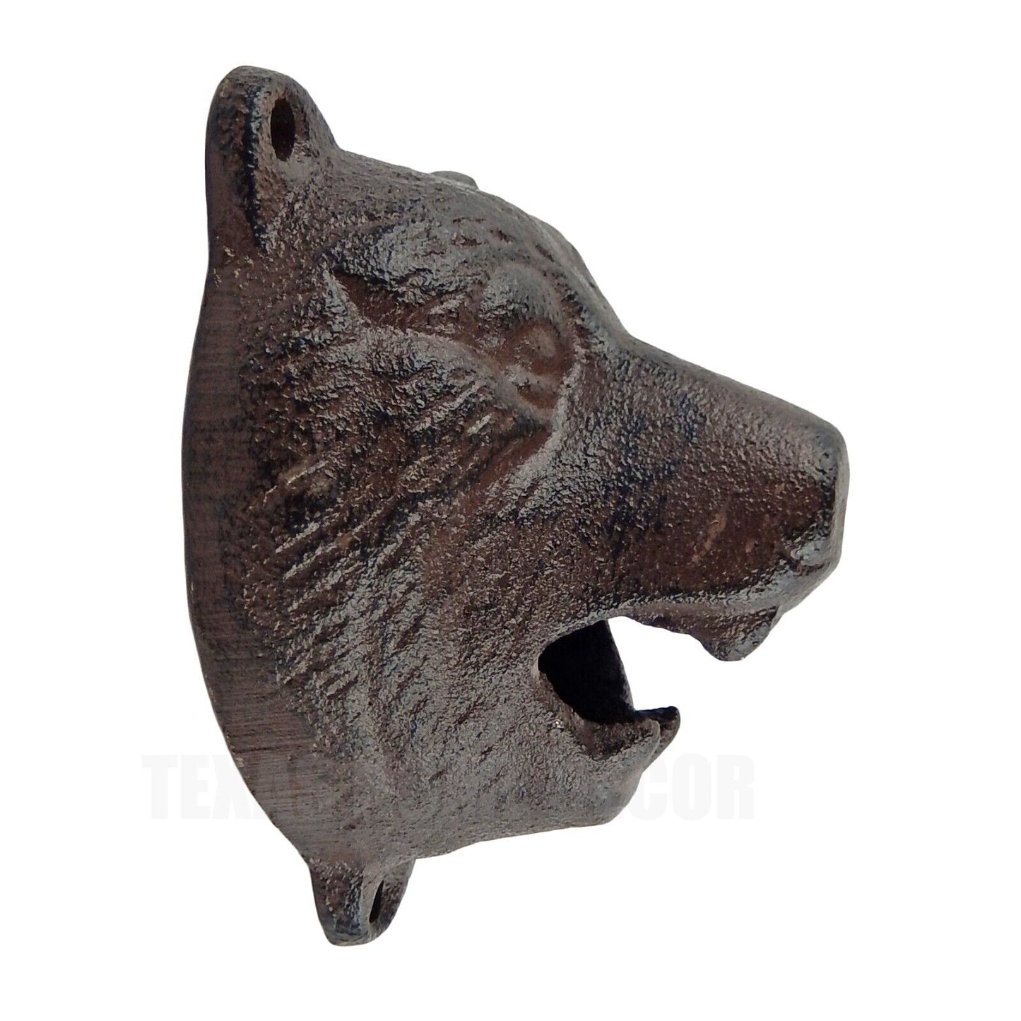 Brown Bear Head Beer Bottle Opener Cast Iron Wall Mounted Cabin Lodge Bar Decor