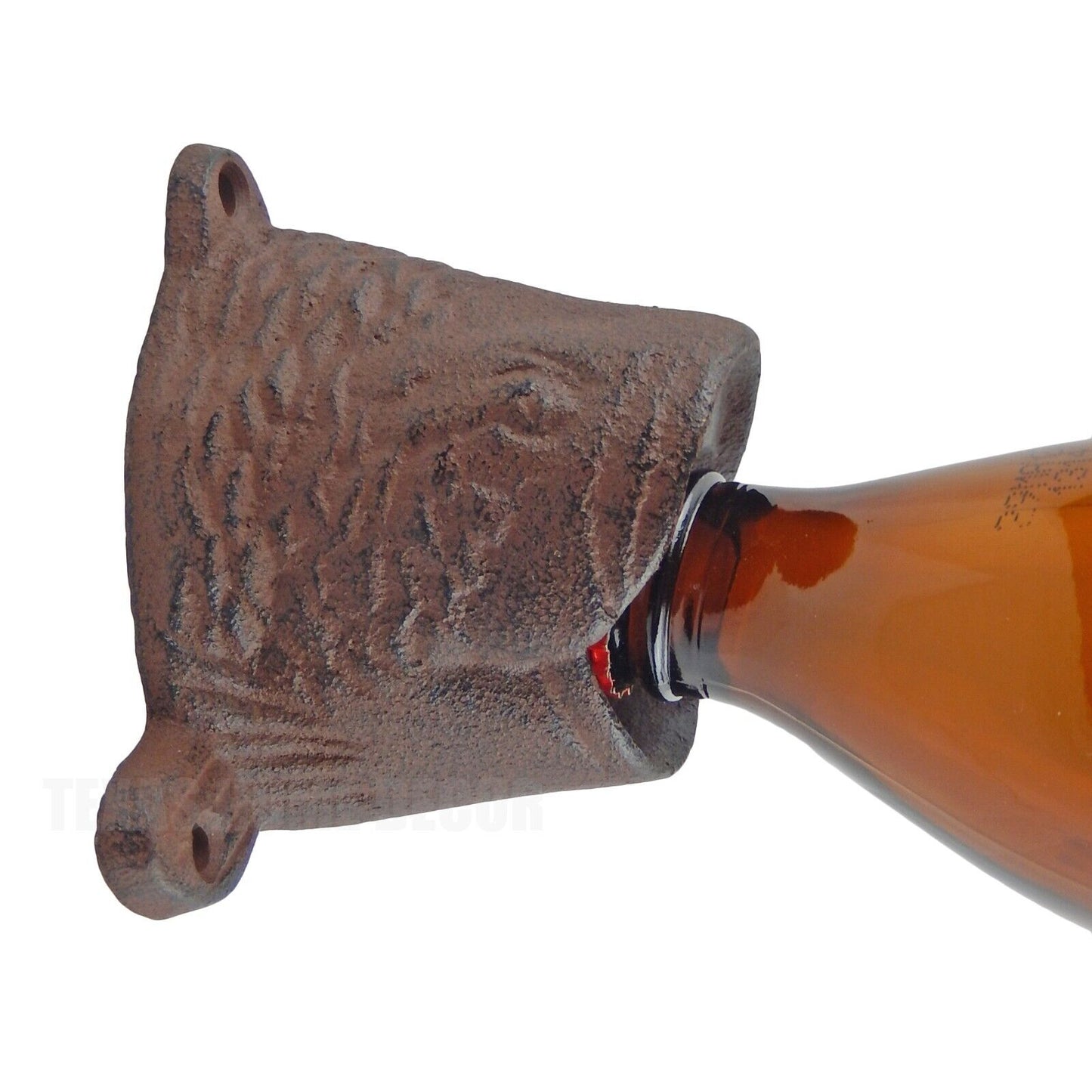 Fish Mouth Beer Bottle Opener Cast Iron Wall Mounted Bar Cabin Lodge Lake House