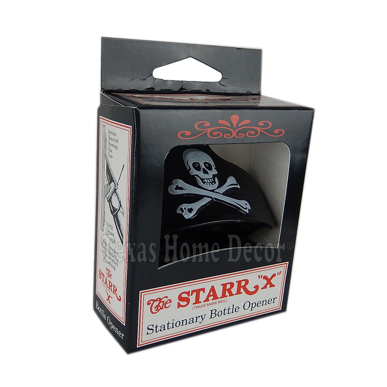 Skull Bones Pirate Beer Bottle Opener Embossed Black White Wall Mounted Starr X