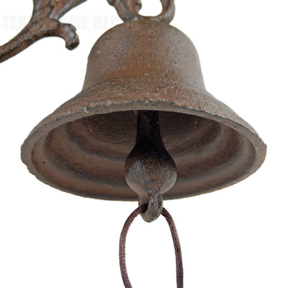 Large Bird Dinner Bell Welcome Heavy Duty Cast Iron Vines Rustic Antique Style