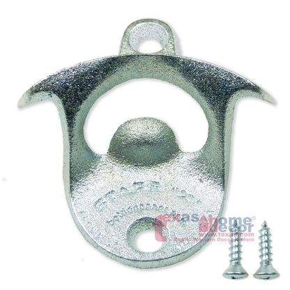 CERVEZA! Beer Bottle Opener Wall Mounted Zinc Plated Cast Iron Starr X w/Screws