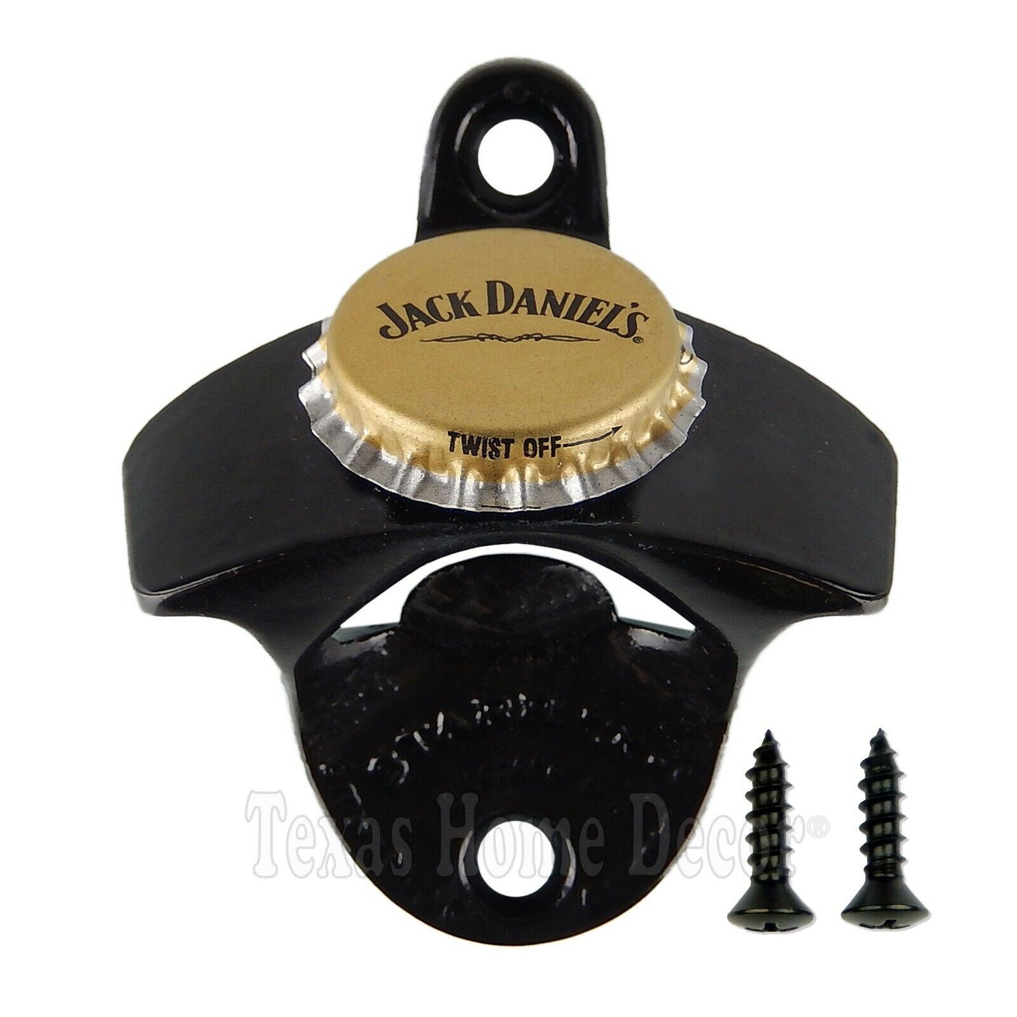 Jack Daniel's Beer Bottle Opener Wall Mounted Powder Coated Cast Iron Black Gold