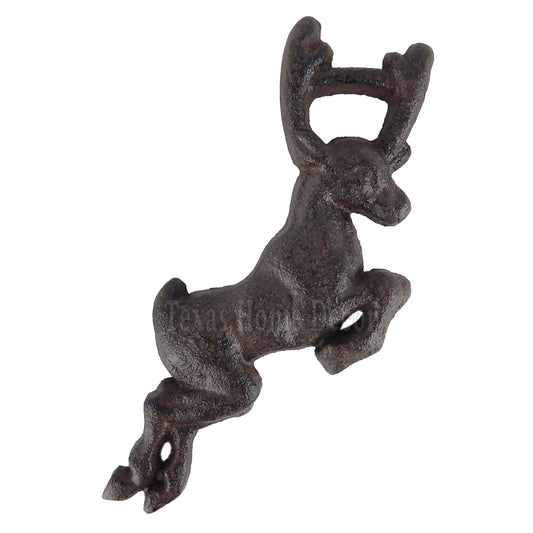 Deer Beer Bottle Opener Cast Iron Western Cabin Decor Hand Held Antique Style