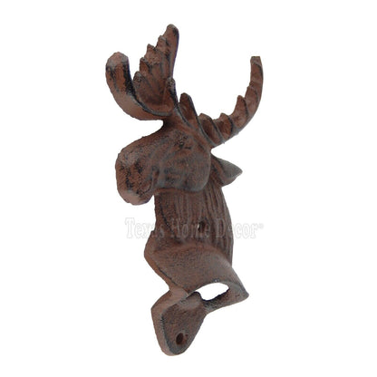 Moose Beer Bottle Opener Cast Iron Rustic Barn Cabin Lodge Decor Wall Mounted