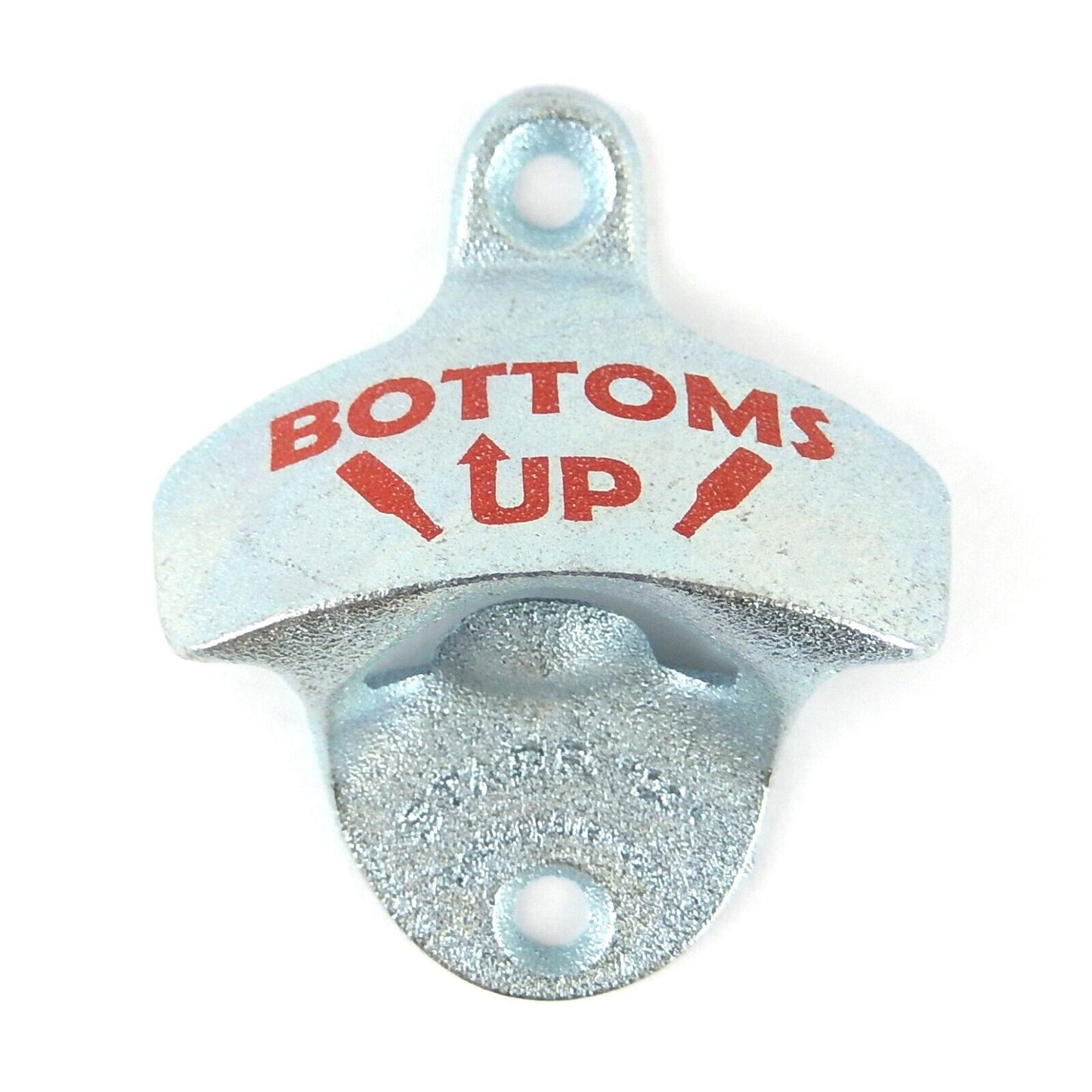 Starr X "BOTTOMS UP" Beer Soda Bottle Opener Wall Mounted Zinc Plated Cast Iron