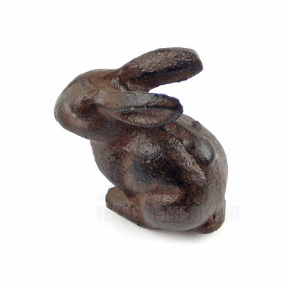 Sitting Little Baby Bunny Rabbit Figurine Cast Iron Paperweight Antique Brown