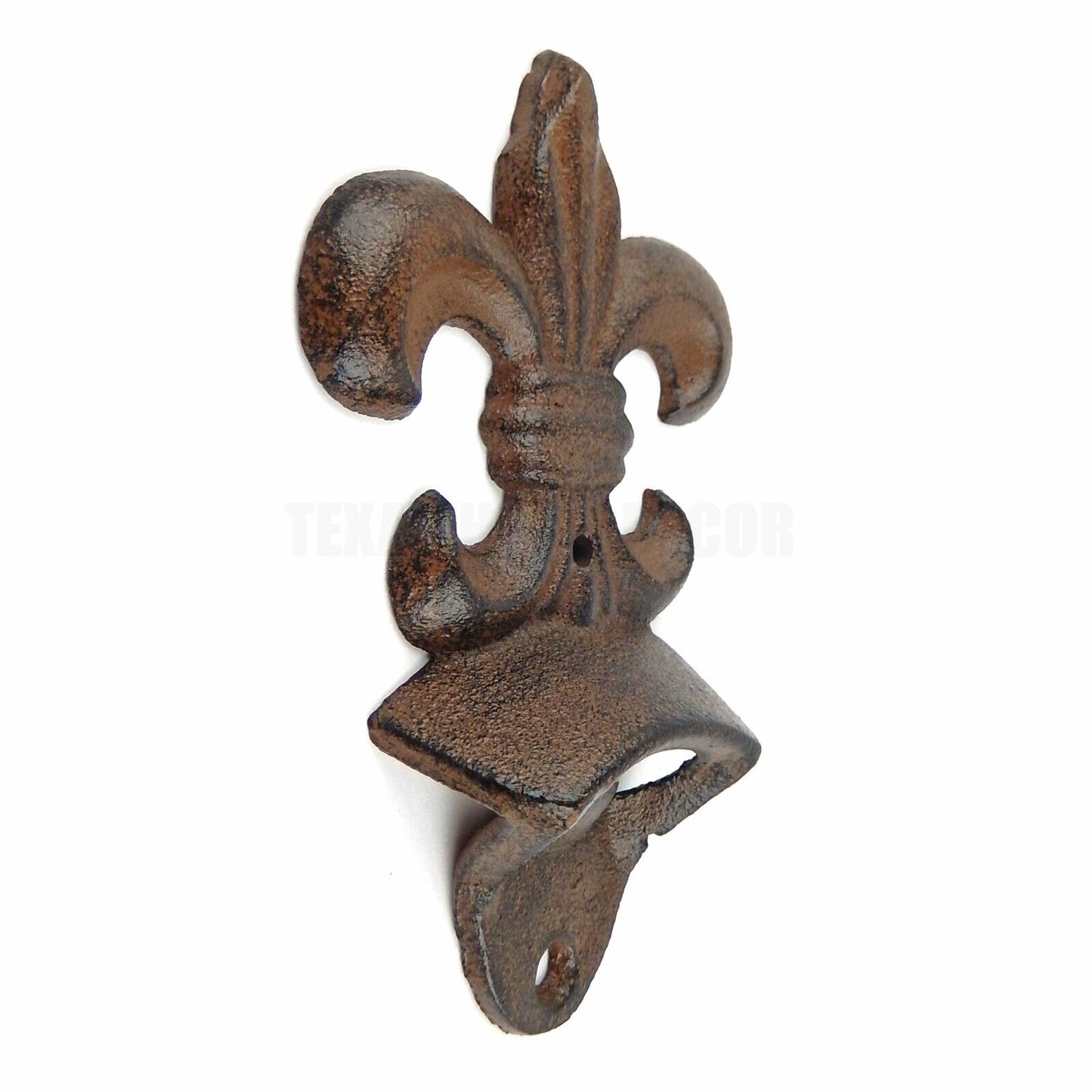 Cast Iron Fleur De Lis Beer Bottle Opener Wall Mounted Rustic Victorian Style