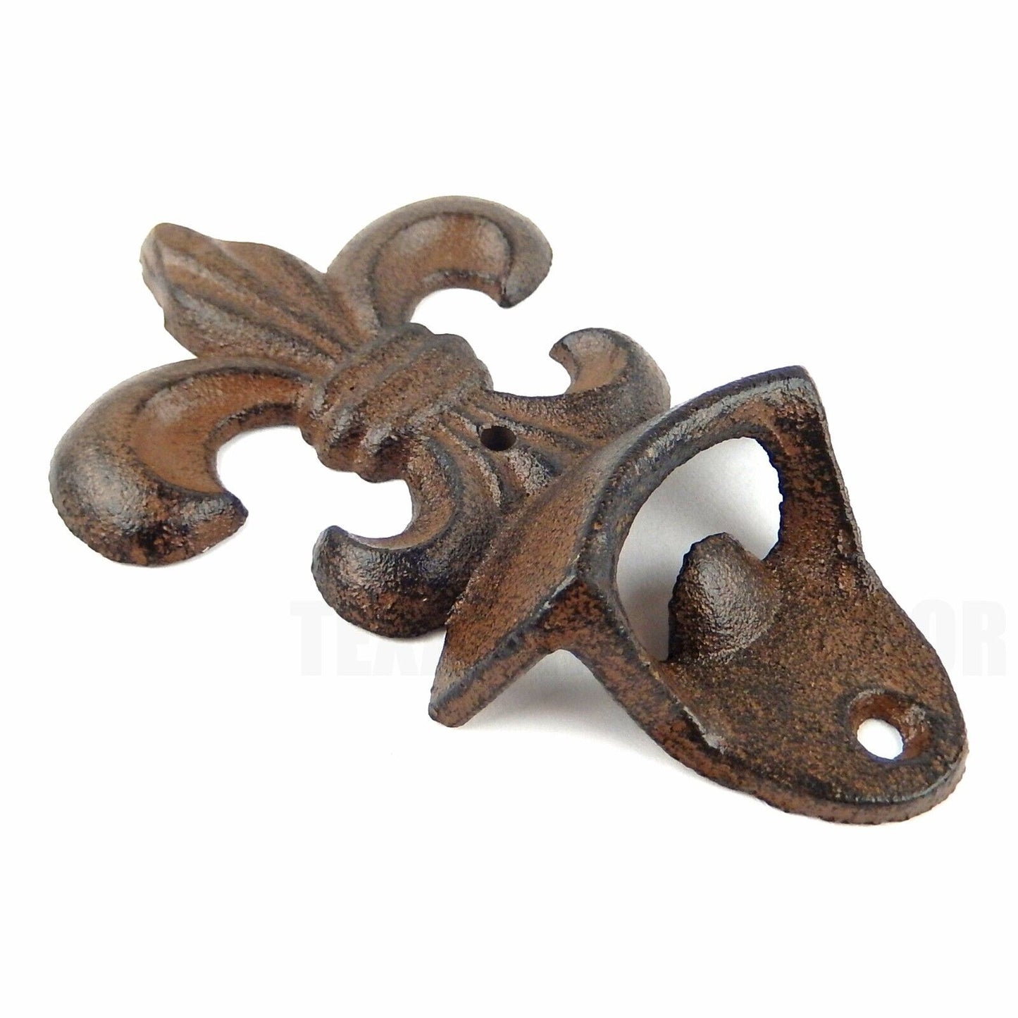 Cast Iron Fleur De Lis Beer Bottle Opener Wall Mounted Rustic Victorian Style