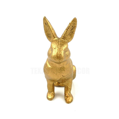 Gold Rabbit Easter Bunny Hare Figurine Statue Garden Porch Shelf Cast Iron