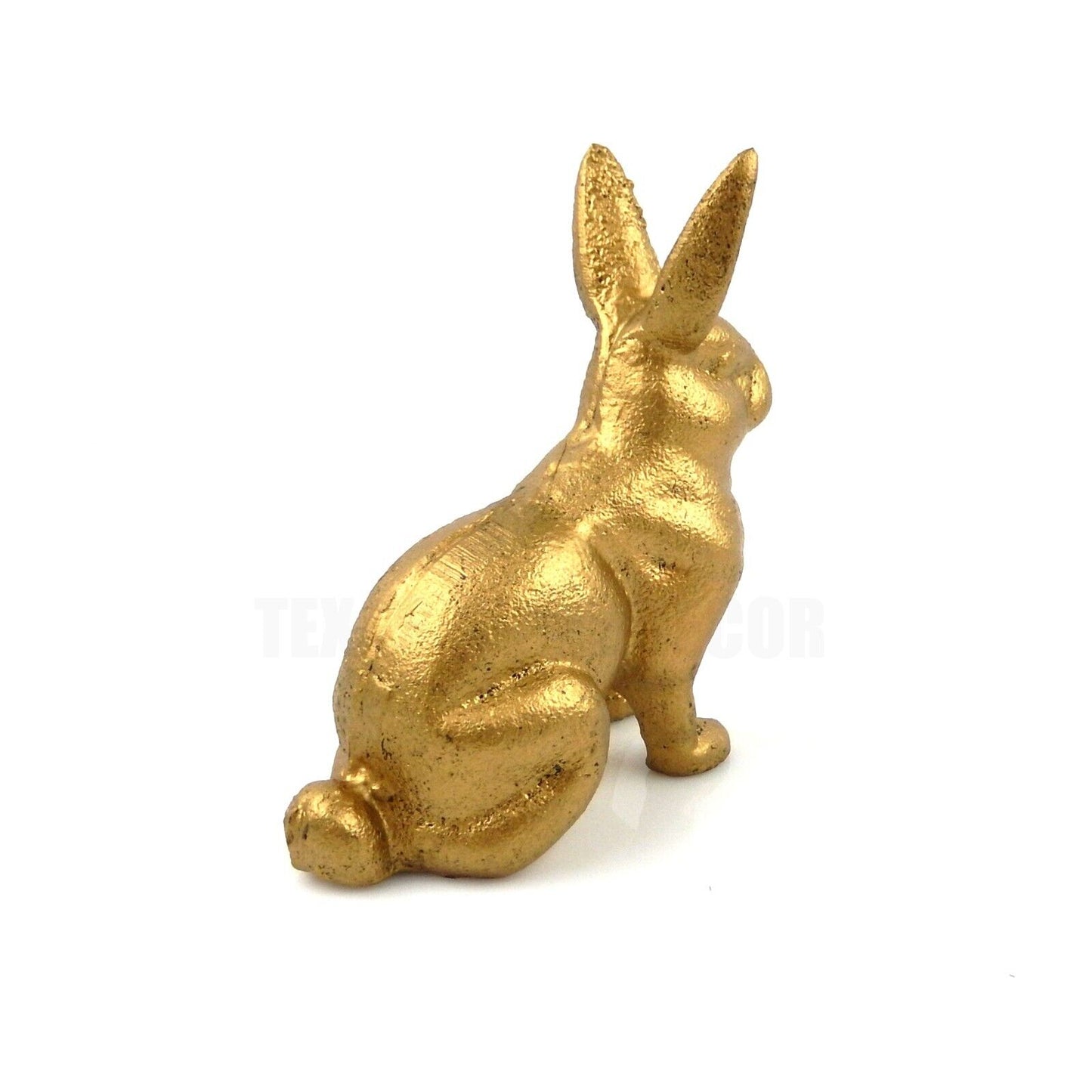 Gold Rabbit Easter Bunny Hare Figurine Statue Garden Porch Shelf Cast Iron