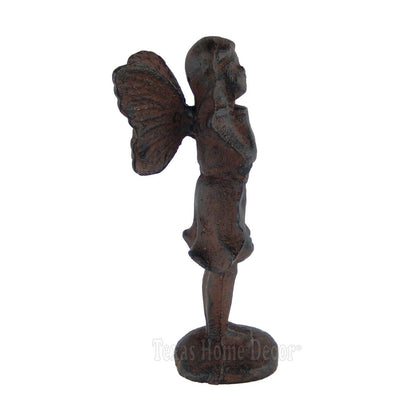 Praying Fairy Figurine Pixie Angel Cherub Garden Statue Rustic Cast Iron