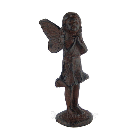 Praying Fairy Figurine Pixie Angel Cherub Garden Statue Rustic Cast Iron