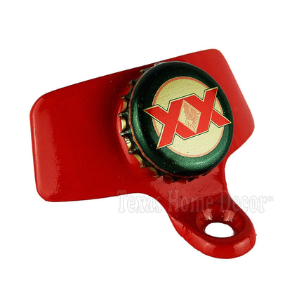 Red DOS EQUIS Beer Soda Bottle Opener Wall Mount Gloss Powder Coated Cast Iron