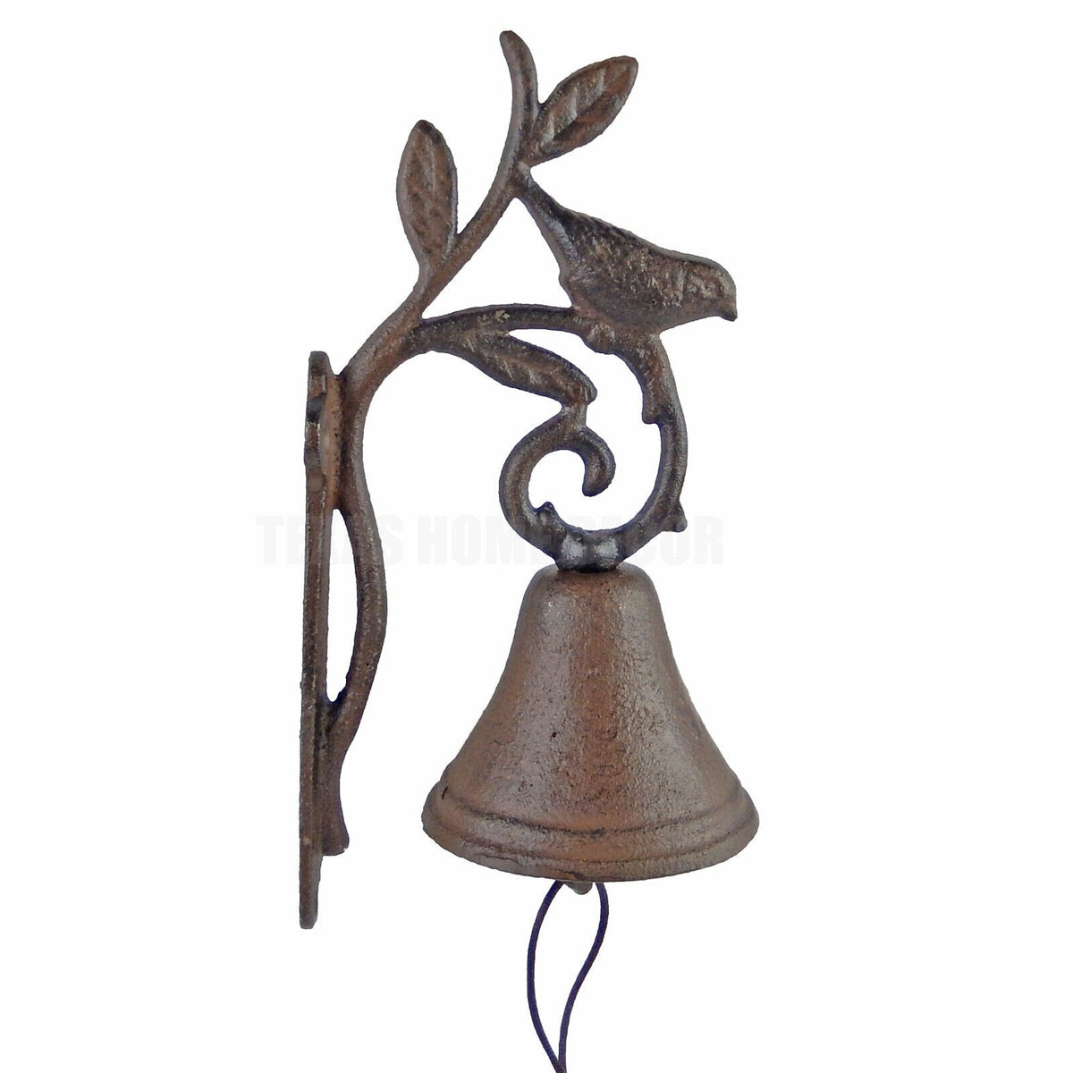 Cast Iron Bird On Tree Leaf Dinner Bell Wall Mount  Antique Style Rustic Brown