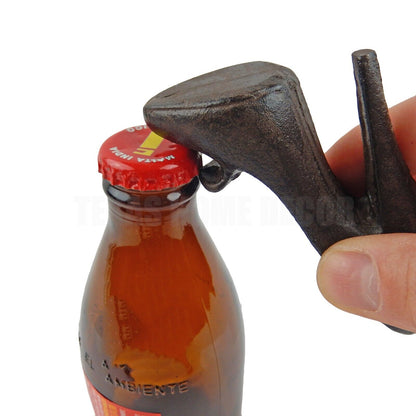 High Heel Beer Bottle Opener Dancer Shoe Cast Iron Hand Held Rustic Brown