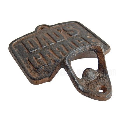 Dad's Garage OPEN HERE Bottle Opener Wall Mounted Plaque Heavy Duty Retro Style